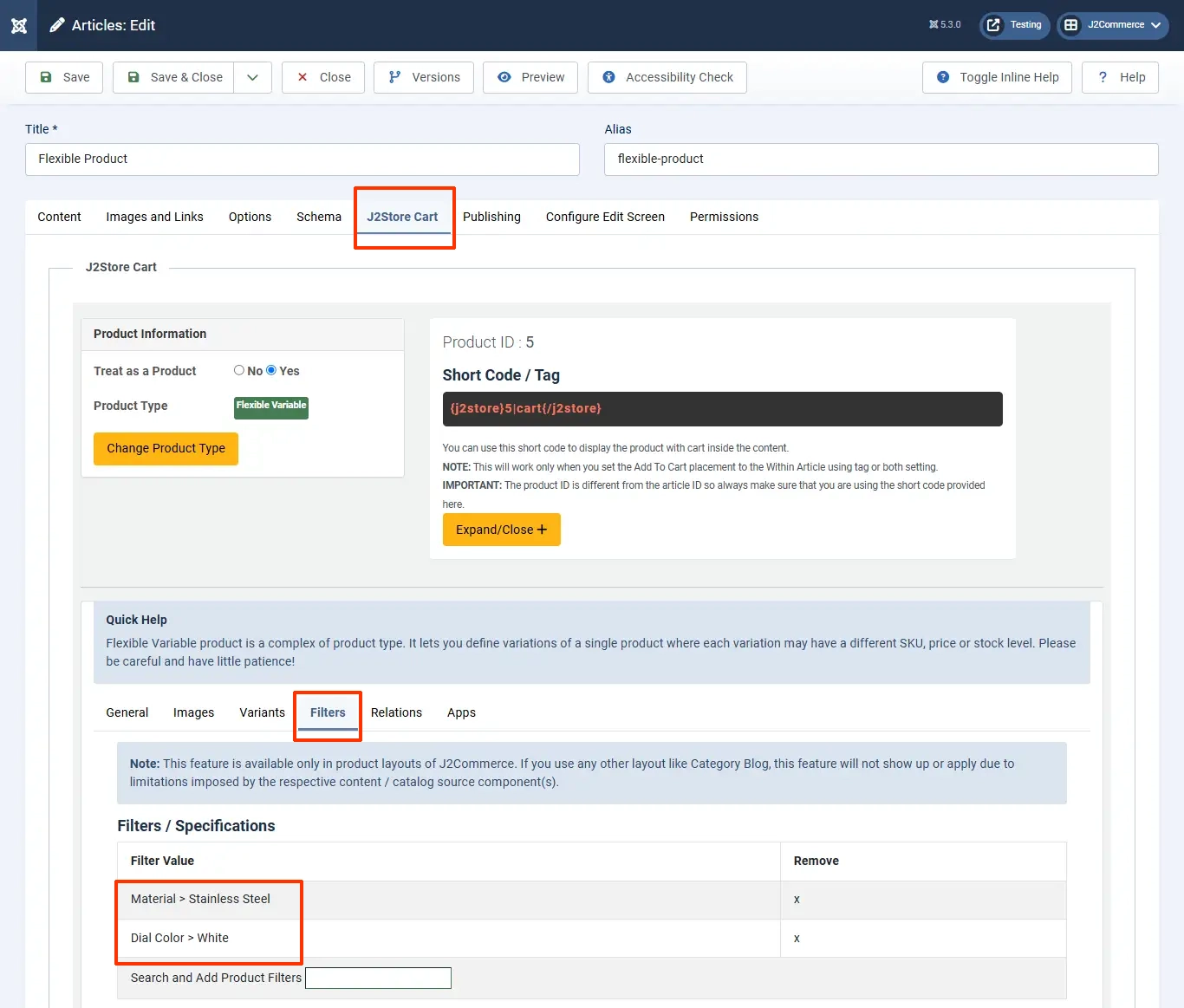 Adding filters to products